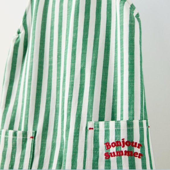 NWT Zara Embroidered Striped Short Overalls - Picture 4 of 4